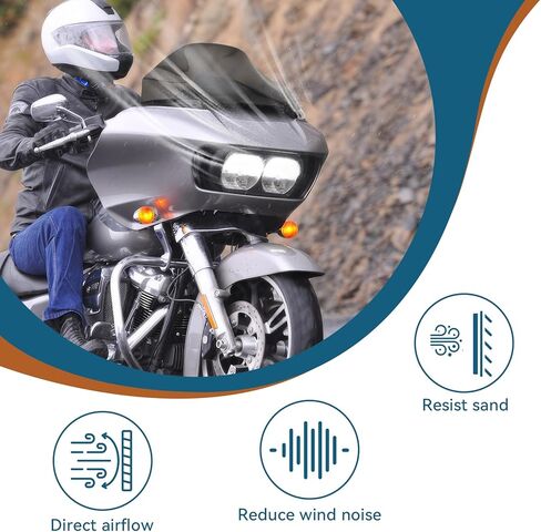 13" Motorcycle Windshield+2PCS Windscreen Side Trim, Wave Wind Spliter, Fit for Harley Davidson Dual Light Glide for Road Glide FLTR FLTRX 2015-2023, Road Glide Special FLTRXS 2015-2020 Black in Kuwait
