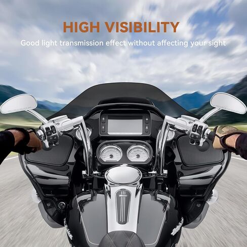 13" Motorcycle Windshield+2PCS Windscreen Side Trim, Wave Wind Spliter, Fit for Harley Davidson Dual Light Glide for Road Glide FLTR FLTRX 2015-2023, Road Glide Special FLTRXS 2015-2020 Black in Kuwait