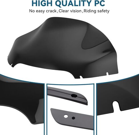 13" Motorcycle Windshield+2PCS Windscreen Side Trim, Wave Wind Spliter, Fit for Harley Davidson Dual Light Glide for Road Glide FLTR FLTRX 2015-2023, Road Glide Special FLTRXS 2015-2020 Black in Kuwait