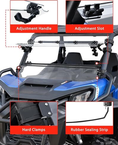 Flip Up Windshield for Can-Am Commander & MAX, 3-IN-1 1/5" Hard Coated PC Adjustable Windscreen for Can-Am Commander & MAX 2021-2026 Accessories, Open/Vented/Closed in Saudi Arabia