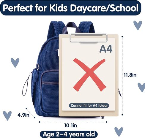 حقيبة ظهر MT WORLD Daycare حقيبة ظهر صغيرة مخصصة مع اسم - حقائب ظهر مطرزة باللون الأزرق الداكن مقاس 11.8 بوصة مع جيوب قابلة للتعديل لزجاجات المياه وحقيبة رعاية نهارية مخصصة للسفر وعيد ميلاد الحفاضات in Kuwait