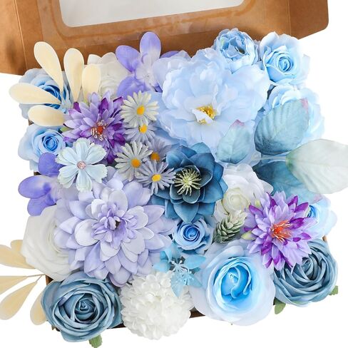 Senseya Artificial Flowers Combo Set, Green Silk Roses, Peonies, Dahlias with Stems for DIY Wedding Bouquets, Baby Shower, Table Centerpieces, Home Decor, Fake Floral Arrangements, Party Decorations in Saudi Arabia