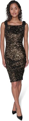 Karl Lagerfeld Women's Sleeveless Bow Straps Sequin Velvet Dress in Saudi Arabia
