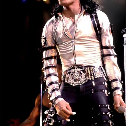 حزام جولة الشرير مايكل دانس كينج باد من الثمانينيات - حزام أزياء من سبائك الفضة قابل للتعديل in Kuwait