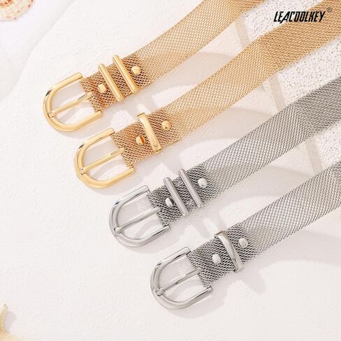 LEACOOLKEY Metal Belt Women Gold Silver Alloy Waist Belt for Jeans Pants Dress Trendy Link Chain Band in Saudi Arabia