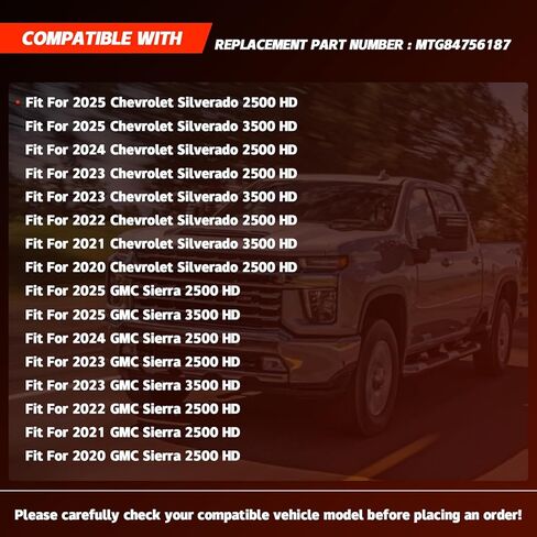 أغطية تثبيت العجلة الخامسة متوافقة مع GMC Sierra 2500HD 3500HD 2020-2024 Chevy Silverado 3500HD يستبدل 84756187 MTG84756187 in Kuwait