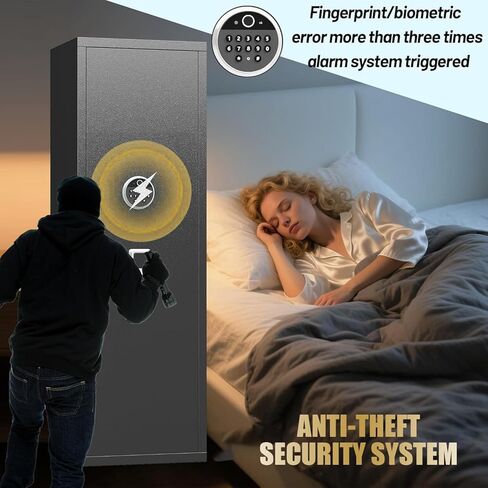 Biometric Gun Safe, Rifle for Rifles and Pistols, Large Gun Cabinet with Fingerprint Lock, Quick Access for Home, Bed Storage, Holds 14-15 Firearms with Adjustable Racks & Pistol Pockets in Saudi Arabia