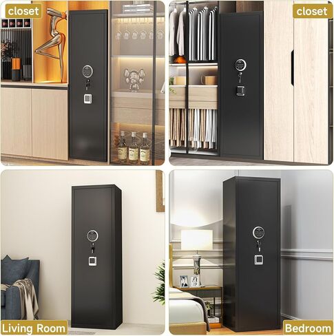 Biometric Gun Safe, Rifle for Rifles and Pistols, Large Gun Cabinet with Fingerprint Lock, Quick Access for Home, Bed Storage, Holds 14-15 Firearms with Adjustable Racks & Pistol Pockets in Saudi Arabia