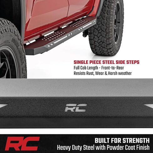 Rough Country AC2 LED Running Boards for Chevy Silverado & GMC Sierra 1500/2500HD/3500HD Crew Cab (2019-2026) - Heavy Duty Steel Side Steps with Amber/White LED Lights in Saudi Arabia