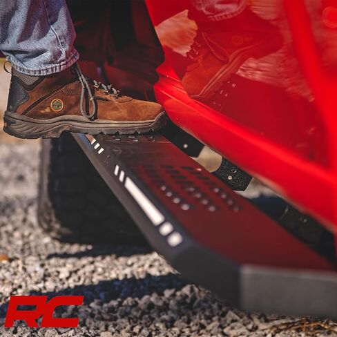 Rough Country AC2 LED Running Boards for Chevy Silverado & GMC Sierra 1500/2500HD/3500HD Crew Cab (2019-2026) - Heavy Duty Steel Side Steps with Amber/White LED Lights in Saudi Arabia