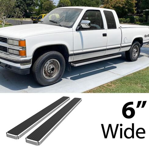 HD Ridez Running Board Side Step 6" Stainless Steel Polished Compatible with Chevy GMC CK 1988-1998 Extended Cab (Include Z71) (Will Not Work on Vehicles with Power Boards) (Nerf Bar Side Steps Bars) in Saudi Arabia