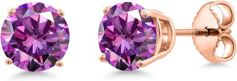 Gem Stone King 18K Rose Gold Plated Silver Ecstasy Mystic Topaz Stud Earrings for Women | 2.00 Cttw | Gemstone November Birthstone | Round 6MM in Saudi Arabia