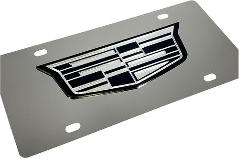 Eurosport Daytona- Cadillac Logo Black & Mirror, Compatible with 2014- Current - Stainless Steel License Plate in Saudi Arabia