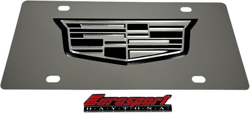 Eurosport Daytona- Cadillac Logo Black & Mirror, Compatible with 2014- Current - Stainless Steel License Plate in Saudi Arabia