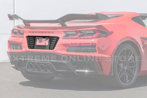 Replacement for 2023-Present Chevrolet Corvette C8 E-Ray & Z06 Models | Z06 Performance Inspired Style ABS Plastic - Painted Carbon Flash Metallic Rear License Plate Frame Backing Trim Cover in Saudi Arabia