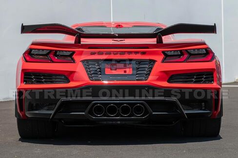 Replacement for 2023-Present Chevrolet Corvette C8 E-Ray & Z06 Models | Z06 Performance Inspired Style ABS Plastic - Painted Carbon Flash Metallic Rear License Plate Frame Backing Trim Cover in Saudi Arabia