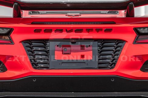 Replacement for 2023-Present Chevrolet Corvette C8 E-Ray & Z06 Models | Z06 Performance Inspired Style ABS Plastic - Painted Carbon Flash Metallic Rear License Plate Frame Backing Trim Cover in Saudi Arabia