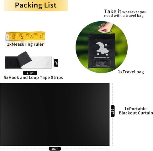 Vanten Upgraded Blackout Curtains, 157"x57" Blackout Shades,100% Blackout Window Shades with Strong Hook &, Loop Tapes, Temporary Blinds for Baby Nursery, Bedroom, Travel, Cars in Saudi Arabia