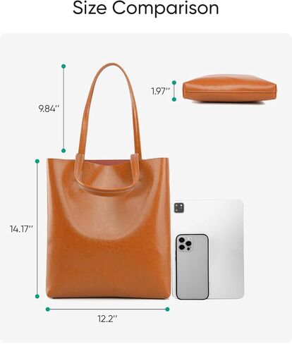 حقيبة كتف نسائية من جلد البقر الأصلي - حقيبة يد كبيرة بسحاب من الجلد المحبب العلوي in Kuwait