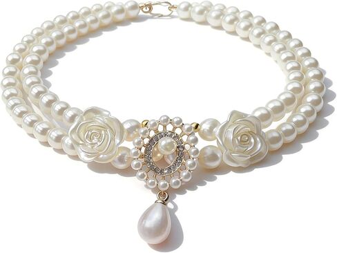 طوق القطط والكلاب لؤلؤة عتيقة للحيوانات الأليفة، ديكور أنيق للقطط والكلاب (S) in Kuwait