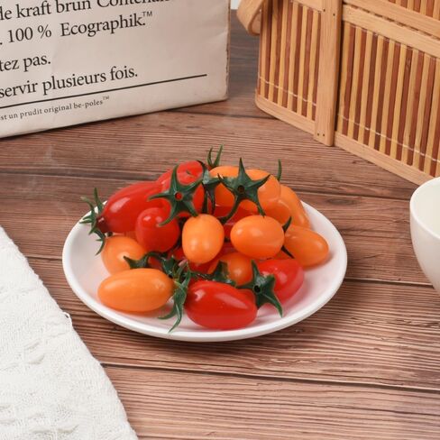 Artificial Cherry Tomatoes Simulation Red Yellow Cherry Tomatoes Decorations Fake Fruit Model Home House Kitchen Party Decoration 20PCS in Kuwait