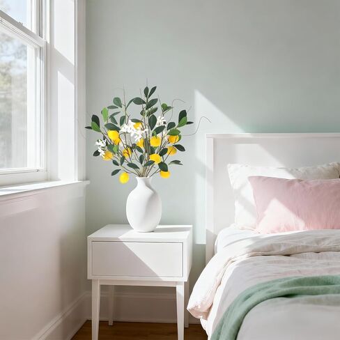 4 قطع من فروع الليمون الاصطناعي مقاس 45.72 سم ديكور ليمون مزيف فرع فاكهة صناعية جذع ليمون واقعي مع أوراق نابضة بالحياة لتزيين طاولة المطبخ المنزلية in Kuwait