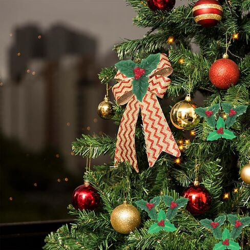 30Pcs Holly Leaves and Berries Resin Ornaments for Christmas DIY Crafts Decorations for Christmas Trees Wreaths Holiday Decor in Saudi Arabia