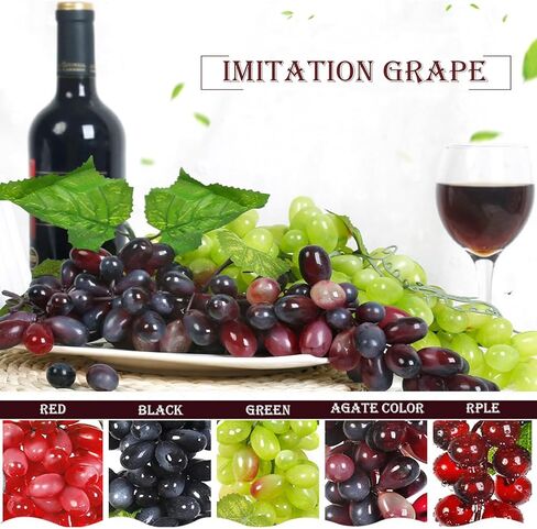10 Bunches Fake Grapes Grape Hanging Ornaments Lifelike Rubber Grape Bunches Artificial Fruits for Home Kitchen Party Garden Decor Fruit Basket Decoration Food Ornaments Photography Props (5 Colors) in Saudi Arabia