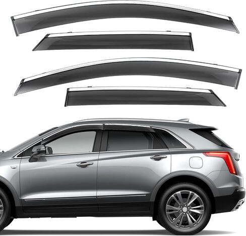 مجموعة أقنعة نافذة واقيات المطر من الكروم المتوافقة مع 2017-2024 كاديلاك XT5 خارج القناة تنفيس ظلال تنفيس أقنعة المطر (4 قطع) in Saudi Arabia
