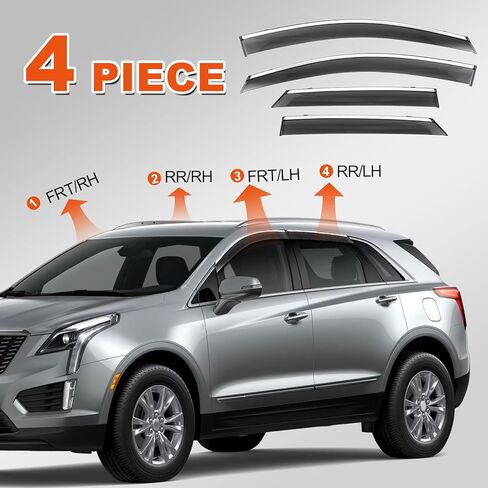 مجموعة أقنعة نافذة واقيات المطر من الكروم المتوافقة مع 2017-2024 كاديلاك XT5 خارج القناة تنفيس ظلال تنفيس أقنعة المطر (4 قطع) in Saudi Arabia