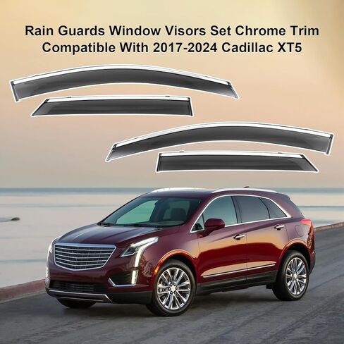 مجموعة أقنعة نافذة واقيات المطر من الكروم المتوافقة مع 2017-2024 كاديلاك XT5 خارج القناة تنفيس ظلال تنفيس أقنعة المطر (4 قطع) in Saudi Arabia