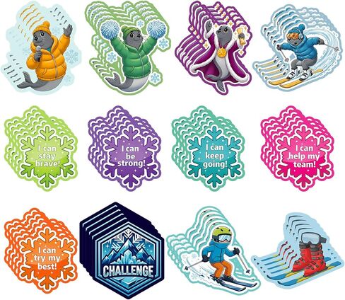 60 Pcs Snowball Mountain Theme Cutouts Set Mountain VBS Style Inspirational Cutouts Bulletin Board Decoration with 100 Pcs Glue Point for 2026 Church Vacation Activities Decorations in Kuwait