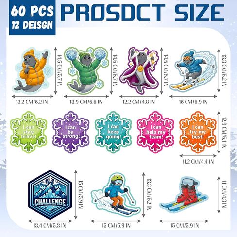 60 Pcs Snowball Mountain Theme Cutouts Set Mountain VBS Style Inspirational Cutouts Bulletin Board Decoration with 100 Pcs Glue Point for 2026 Church Vacation Activities Decorations in Kuwait