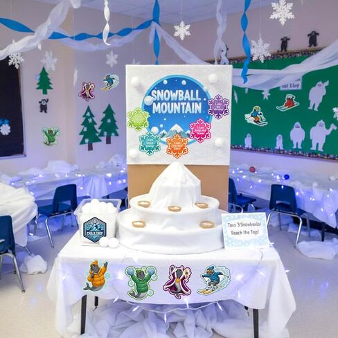 60 Pcs Snowball Mountain Theme Cutouts Set Mountain VBS Style Inspirational Cutouts Bulletin Board Decoration with 100 Pcs Glue Point for 2026 Church Vacation Activities Decorations in Kuwait