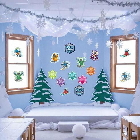 60 Pcs Snowball Mountain Theme Cutouts Set Mountain VBS Style Inspirational Cutouts Bulletin Board Decoration with 100 Pcs Glue Point for 2026 Church Vacation Activities Decorations in Kuwait