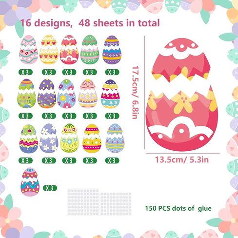 48 قطعة لوحة نشرة عيد الفصح بيضة عيد الفصح انقطاع DIY إطار الصورة الحرف لموضوع الربيع عطلة الفصول الدراسية مكتب ديكور جدران المنزل in Kuwait
