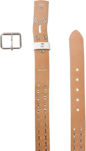 beltiscool 1 1/2" Snap On Two Row Punk Rock Star Silver Studded Solid Leather Belt in Saudi Arabia