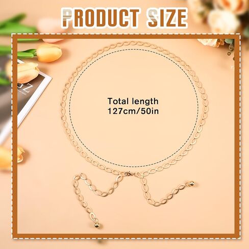 Gold Chain Belt for Women, Dainty Body Link Jewelry, Adjustable Loin Chain Link Body Waist, Fashion Long Hollow Belt, Body Belly Jewelry for Jean Pants Dress (Gold) in Saudi Arabia