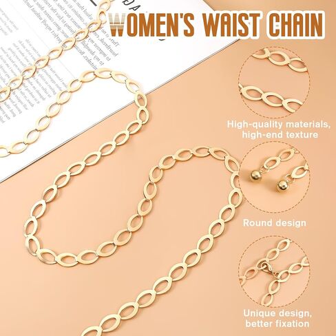 Gold Chain Belt for Women, Dainty Body Link Jewelry, Adjustable Loin Chain Link Body Waist, Fashion Long Hollow Belt, Body Belly Jewelry for Jean Pants Dress (Gold) in Saudi Arabia