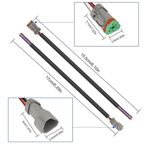 XMSJSIY 3 Pin DT Connector Waterproof Male Female Plug Socket Wiring Harness Kit 16AWG Automotive 3 Wire DT Electrical Wire Harness Connector for Car Truck LED Work Light Fog Lights - 4 Sets in Saudi Arabia