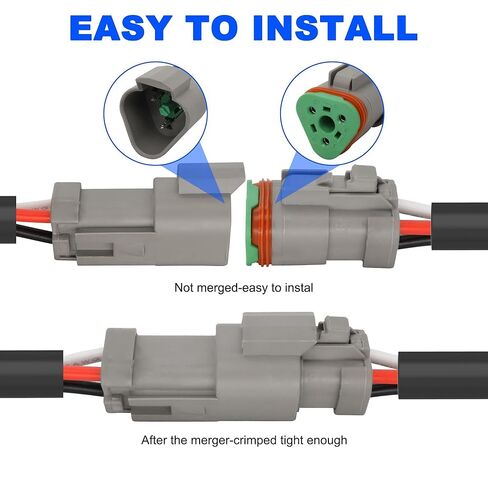 XMSJSIY 3 Pin DT Connector Waterproof Male Female Plug Socket Wiring Harness Kit 16AWG Automotive 3 Wire DT Electrical Wire Harness Connector for Car Truck LED Work Light Fog Lights - 4 Sets in Saudi Arabia