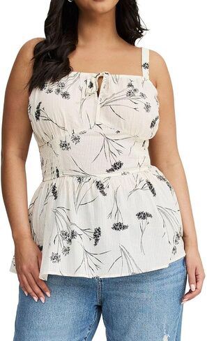 Torrid Women's Plus Size Shirt - Smocked Tie Front Cami Tank Top in Kuwait