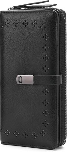 Wallet for Women Large Capacity RFID Blocking Leather Bifold Card Holder with Zipper Change Pocket in Kuwait