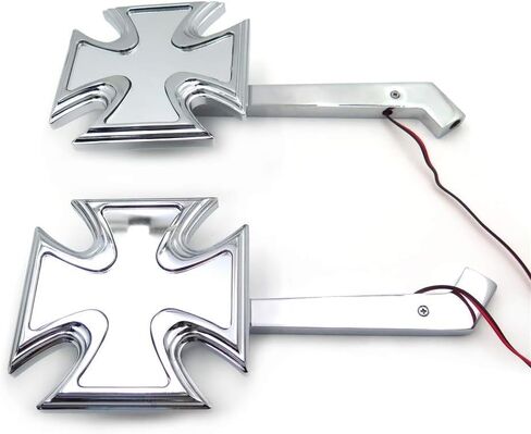 SMT- Motorcycle Rearview LED Turn Signal Maltese Cross Mirrors Compatible with Harley Springer in Saudi Arabia