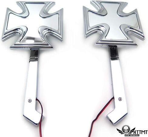 SMT- Motorcycle Rearview LED Turn Signal Maltese Cross Mirrors Compatible with Harley Springer in Saudi Arabia