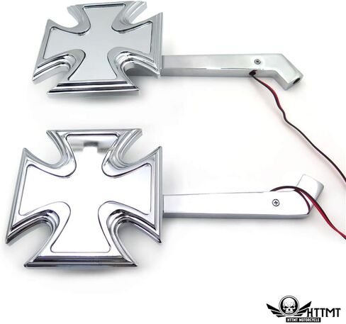 SMT- Motorcycle Rearview LED Turn Signal Maltese Cross Mirrors Compatible with Harley Springer in Saudi Arabia