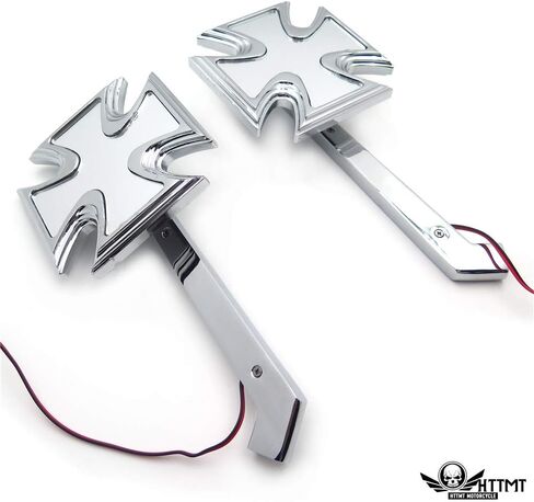 SMT- Motorcycle Rearview LED Turn Signal Maltese Cross Mirrors Compatible with Harley Springer in Saudi Arabia