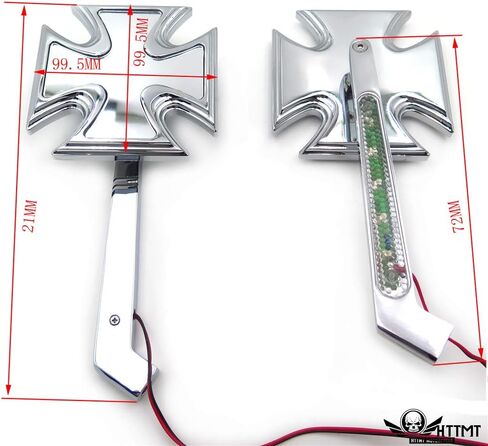 SMT- Motorcycle Rearview LED Turn Signal Maltese Cross Mirrors Compatible with Harley Springer in Saudi Arabia