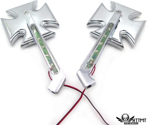SMT- Motorcycle Rearview LED Turn Signal Maltese Cross Mirrors Compatible with Harley Springer in Saudi Arabia