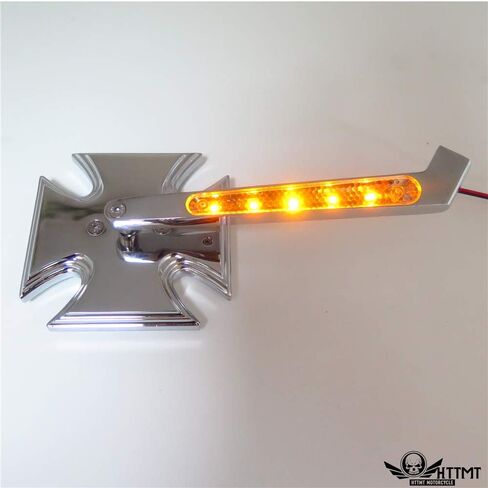 SMT- Motorcycle Rearview LED Turn Signal Maltese Cross Mirrors Compatible with Harley Springer in Saudi Arabia